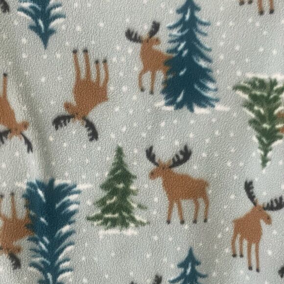 Just One You Long Sleeve Footed Pajamas Full Zip Christmas Green With Moose 3T - Picture 4 of 7